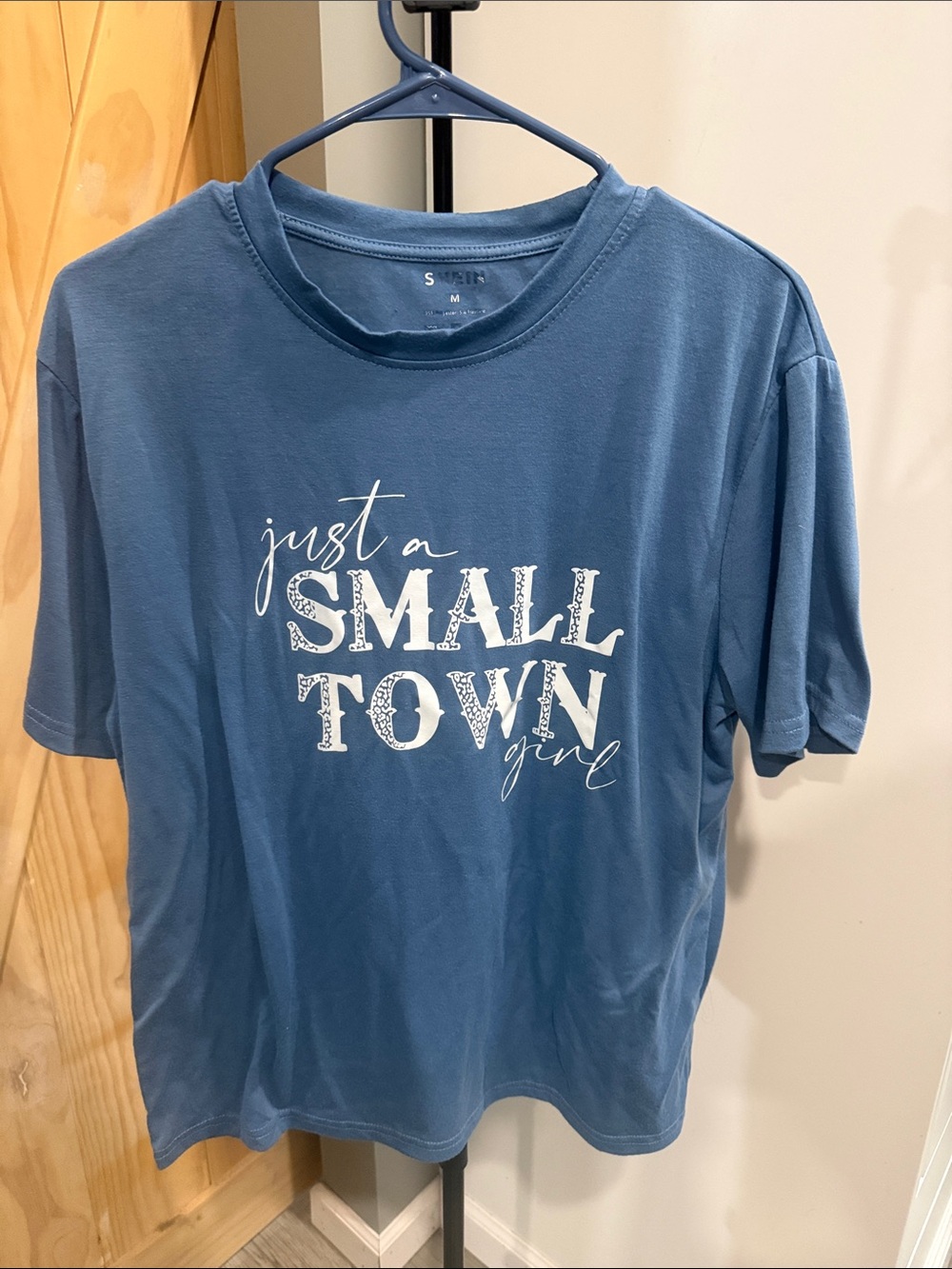 SHEIN Blue 'Just a SMALL TOWN girl' Graphic Tee